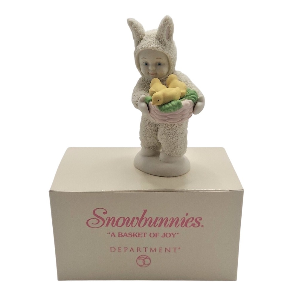 2001 Department 56 Snowbunnies A Basket Of Joy Figurine